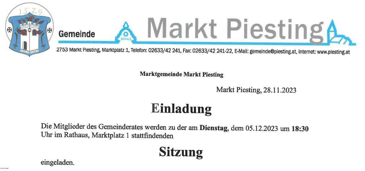 Bericht: Gemeinderatssitzung vom 5.12.2023